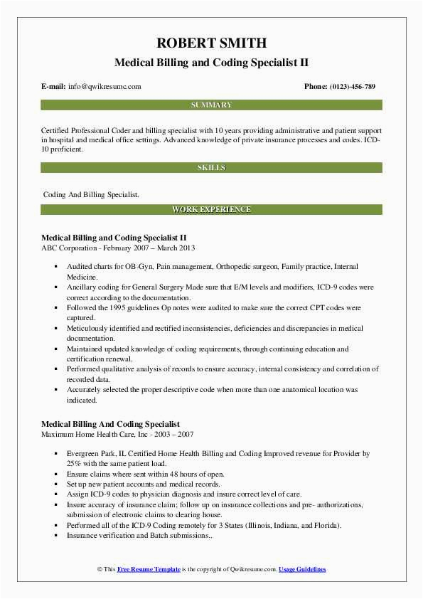 Functional Medical Coding and Billing Specialist Resume Sample Medical Billing and Coding Specialist Resume Samples