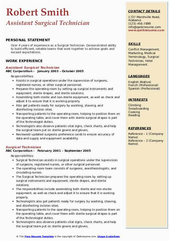 John Doe Headstart assistant Teacher Resume Samples Operating Room Technician Resume Sample Good Resume Examples