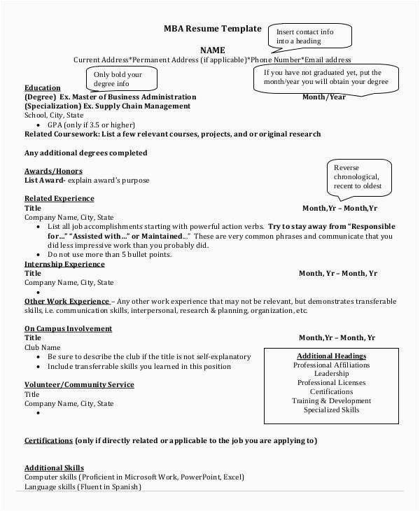 Master Of Business Administration Resume Sample 24 Business Resume Templates