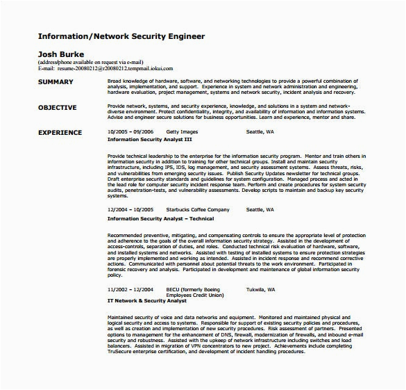 Network Security Engineer Resume Sample with Experience Network Engineer Resume Template 8 Free Word Excel