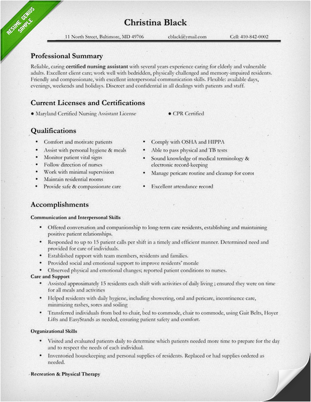 New Certified Nursing assistant Resume Samples Nursing Resume Sample & Writing Guide