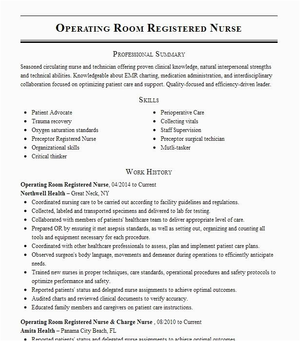 Operating Room Registered Nurse Resume Sample Operating Room Registered Nurse Resume Example Methodist Dallas Medical