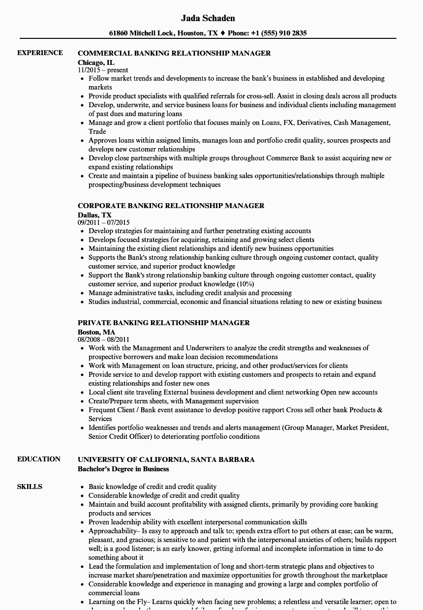 Private Banking Relationship Manager Resume Sample Banking Relationship Manager Resume Samples
