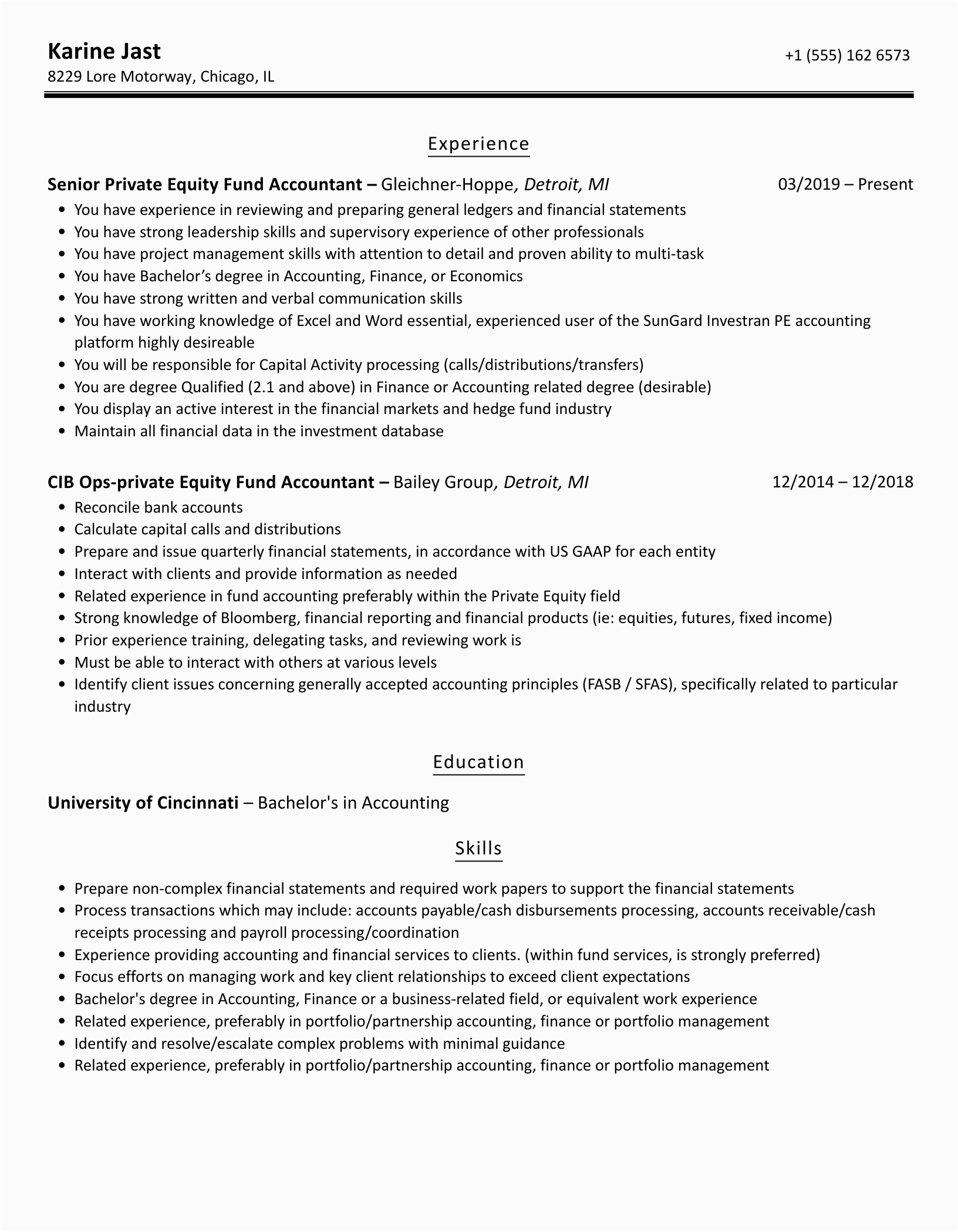 Private Equity Fund Accountant Resume Sample Private Equity Fund Accountant Resume Samples