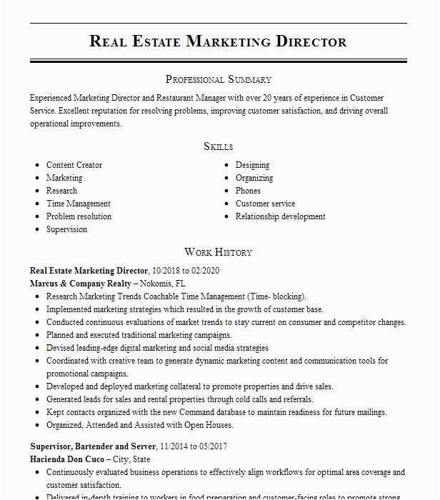 Real Estate Marketing Manager Resume Sample Real Estate Marketing Account Executive Resume Example Zurple
