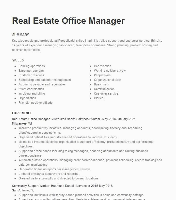 Real Estate Office Manager Resume Samples Jobherojobhero Real Estate Office Manager Resume Example Nutrien Ltd Lafayette