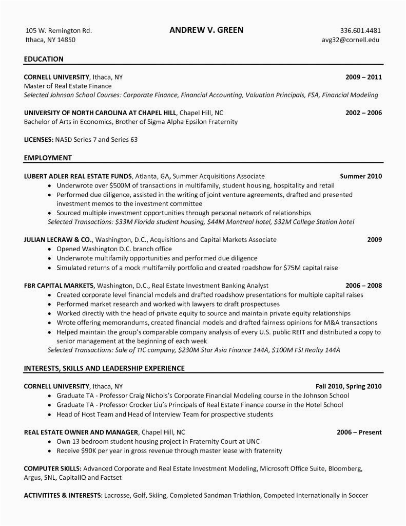 Real Estate Private Equity Resume Sample Real Estate Investor Resume Examples