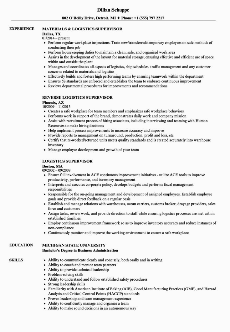 Resume Sample for A 3pl Company 15 Logistics Resume In Phrase format