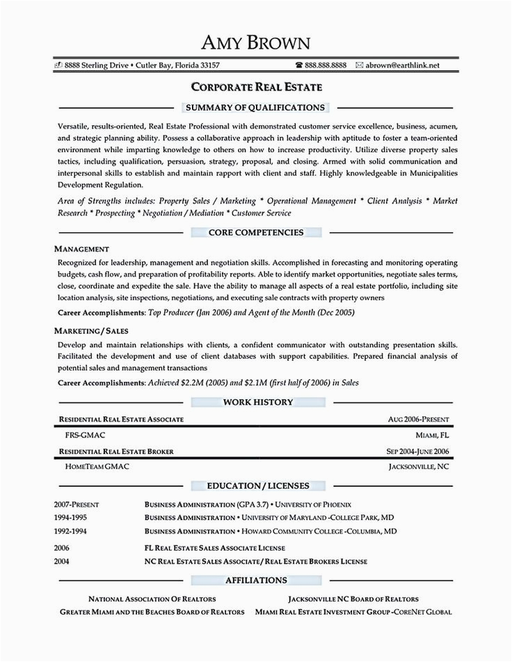 Resume Sample for Real Estate Sales Manager Real Estate Resume is Monly Used for Professional who Have