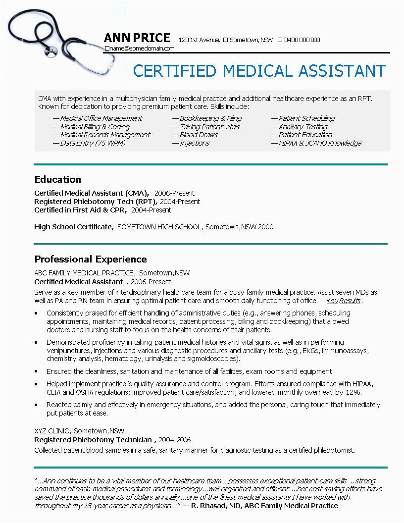Resume Samples for A Medical assistant 24 Best Medical assistant Sample Resume Templates Wisestep