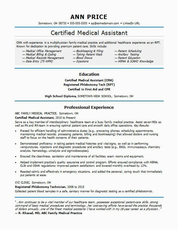 Resume Samples for A Medical assistant Medical assistant Resume