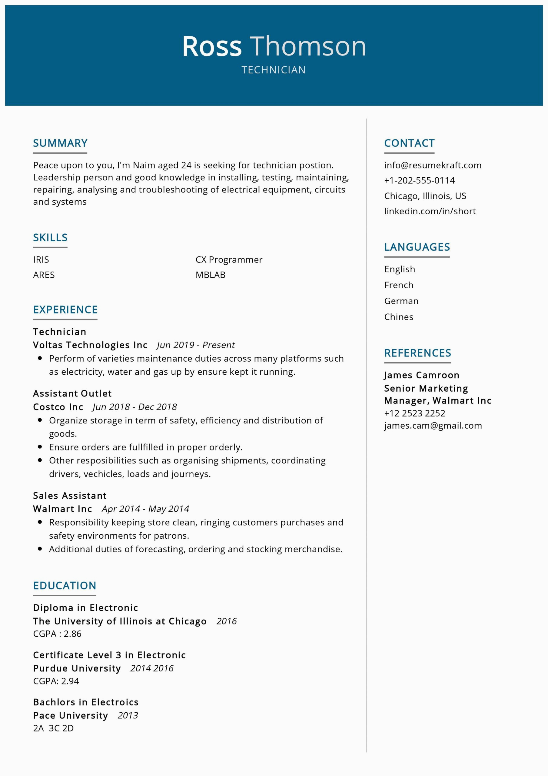 Resume Samples for A Tech Position Technician Resume Sample 2022