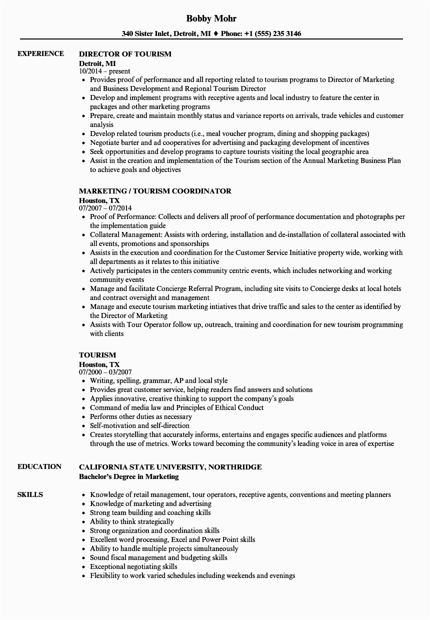 Resume Samples for Travel and tourism tourism Student Resume Objectives