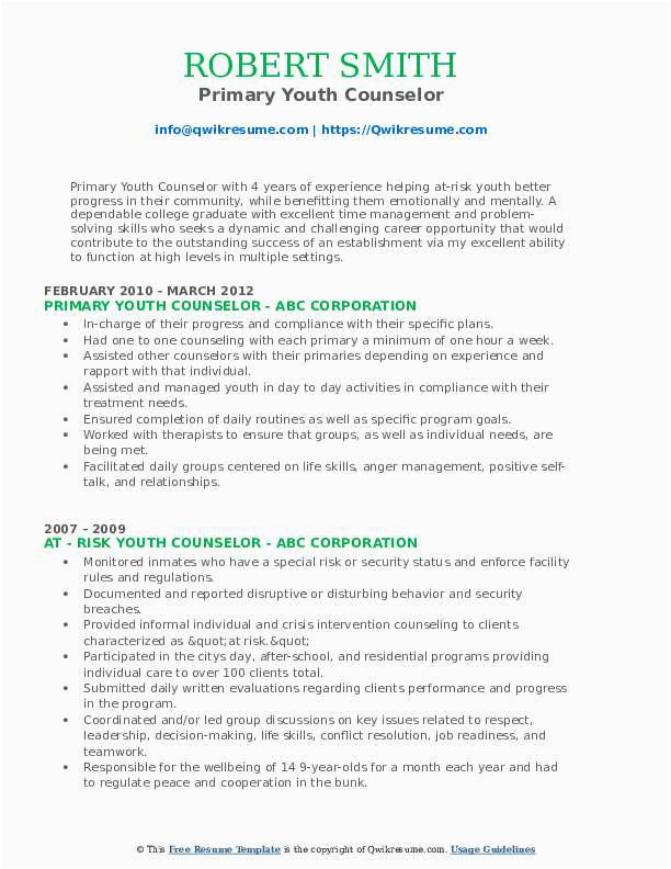 Resume Samples for Youth Development Counselor Youth Counselor Resume Samples