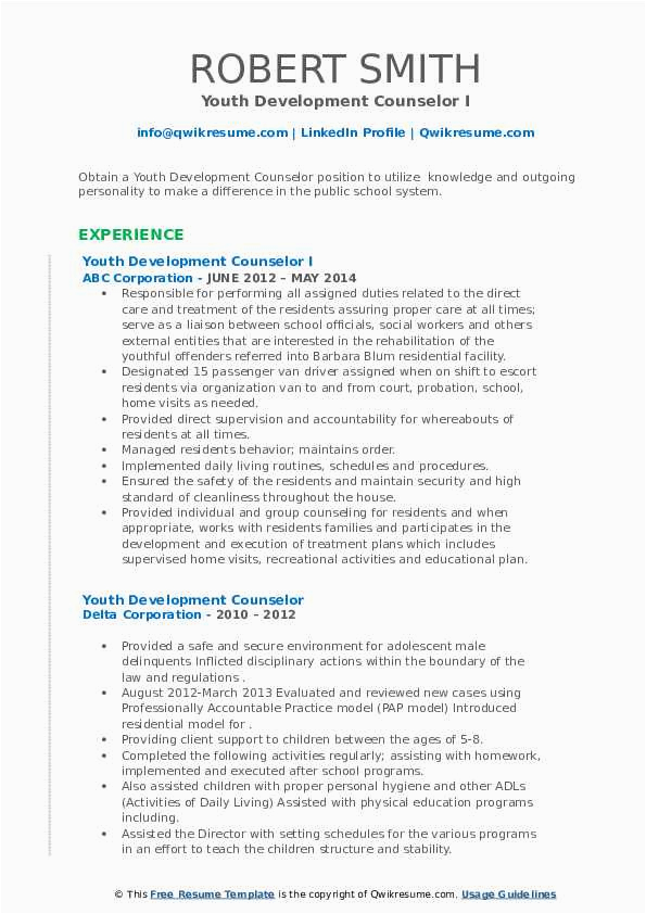 Resume Samples for Youth Development Counselor Youth Development Counselor Resume Samples