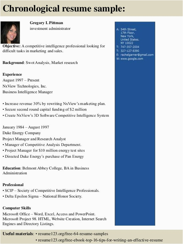 Resume123 org Free 64 Resume Samples top 8 Investment Administrator Resume Samples