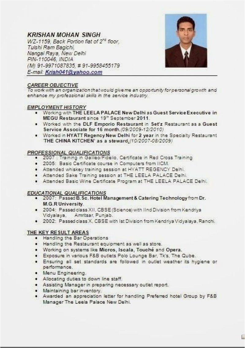 Sample Career Objective In Resume for Hotel and Restaurant Management 13 Cv format for Hotel Job Inspirations In 2021