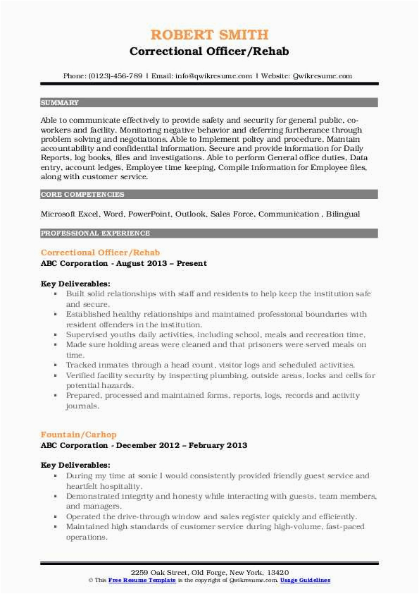 Sample Correctional Officer Resume with No Experience Correctional Ficer Resume Samples No Experience Corrections Ficer