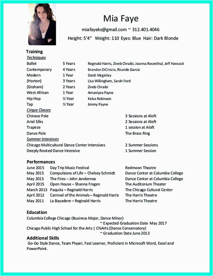 Sample Dance Resume for College Application 7 Best Dance Career Stuff Images On Pinterest