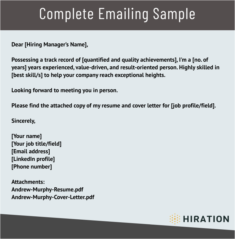 Sample Email for Hiring Manager with Coer Letter and Resume Emailing A Resume Sample Examples & 2021 Plete Guide