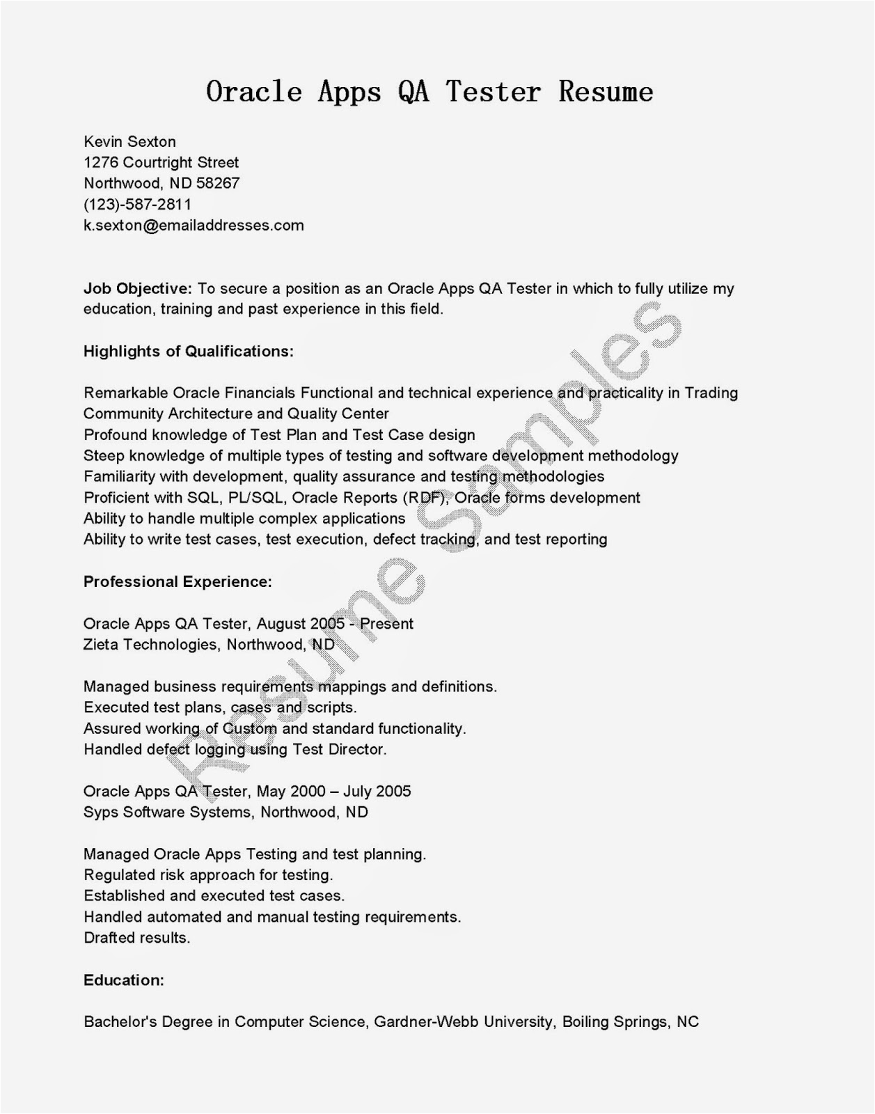 Sample Email for Job Application with Qa Resume Resume Samples oracle Apps Qa Tester Resume Sample