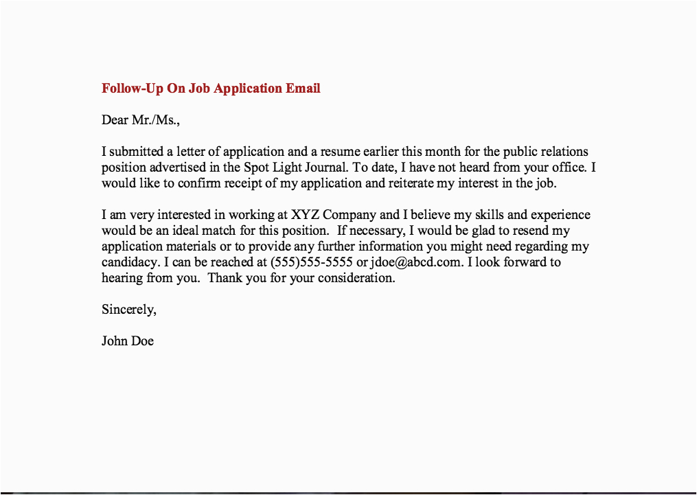 Sample Of Follow Up Email for Resume Job Follow Up Email Examples Follow Up