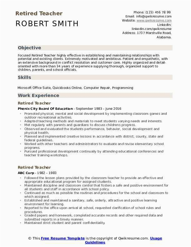 Sample Of former Teacher Resumes for Business Resume former when Writing A former Teacher Resume Remember to