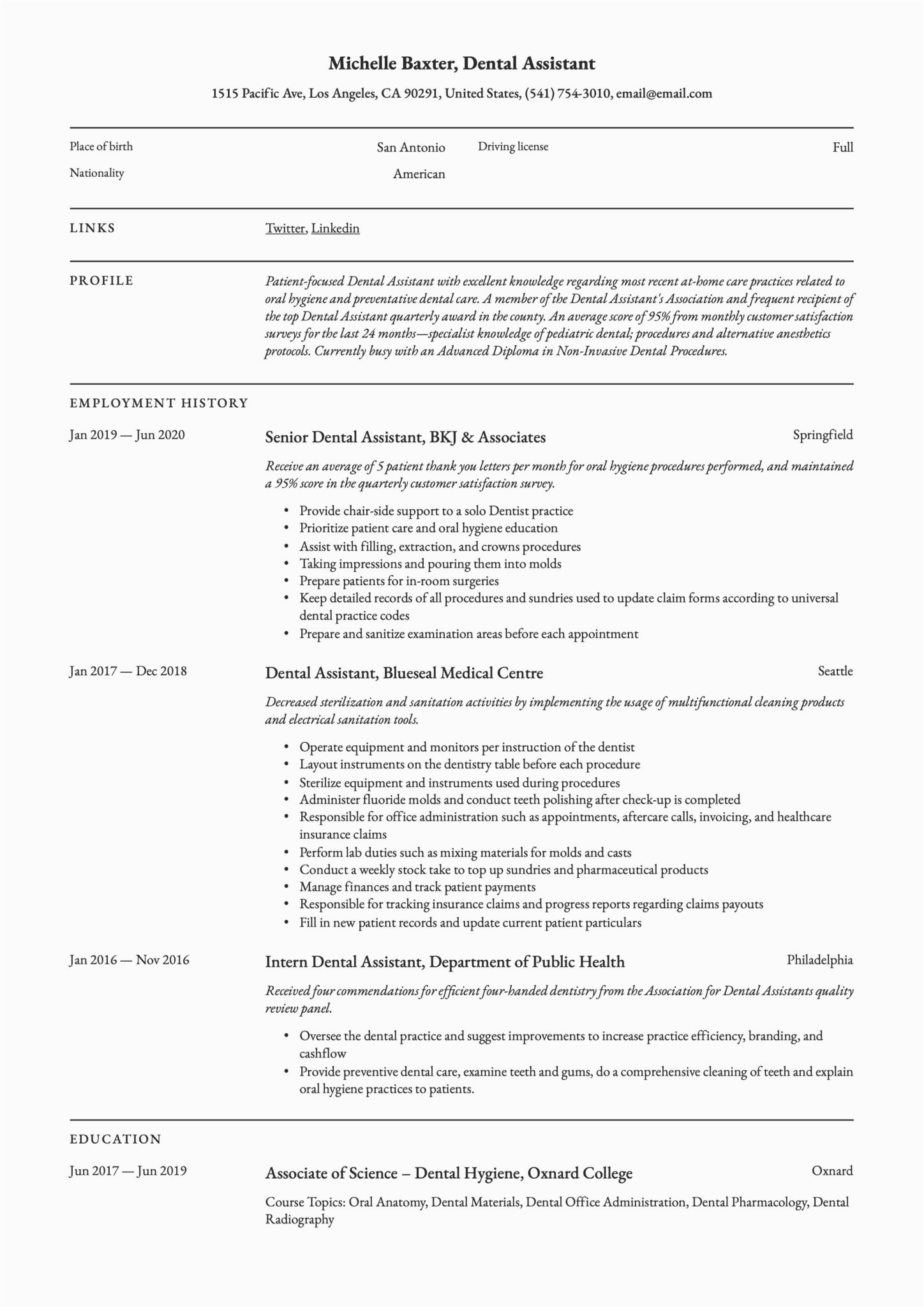 Sample Of Resume for Dental assistant 17 Dental assistant Resumes & Writing Guide