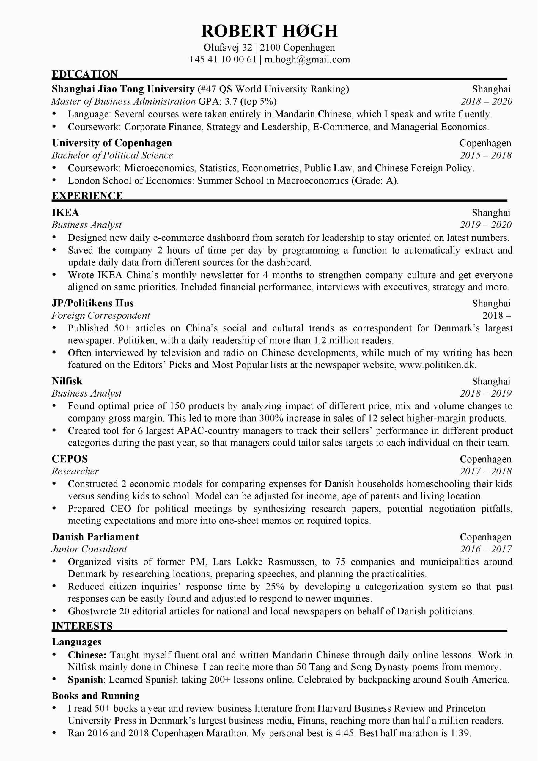 Sample Of Resume for Person that Got Mbb Improving My Resume