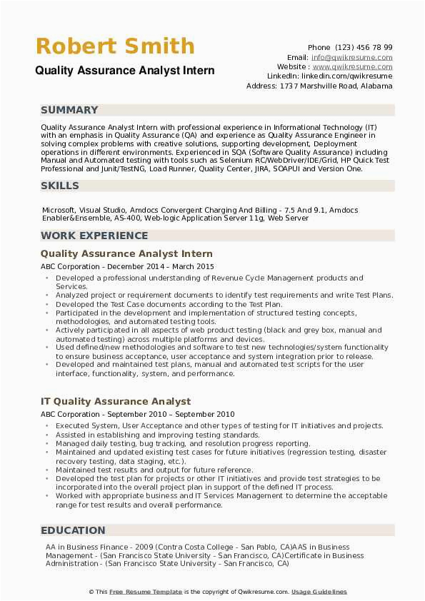 Sample Qa Resume with Insurance Experience Quality assurance Analyst Resume Samples