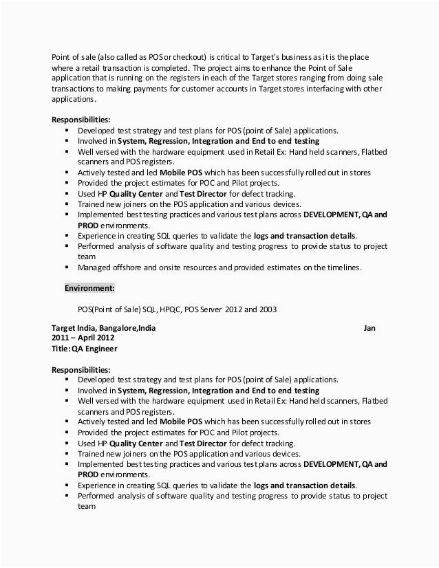 Sample Qa Resume with Pos Experience Resume Pos thesistemplate Web Fc2