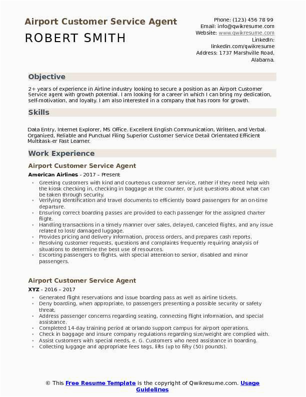 Sample Resume Customer Service Agent Airport Airport Customer Service Agent Resume Samples