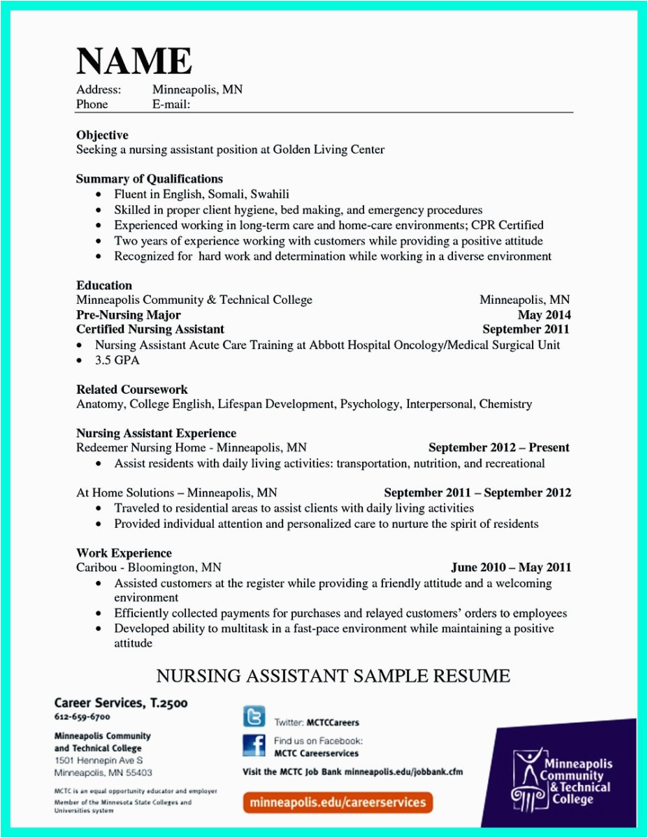 Sample Resume for A Nursing assistant Job Impress the Employer with Great Certified Nursing assistant Resume