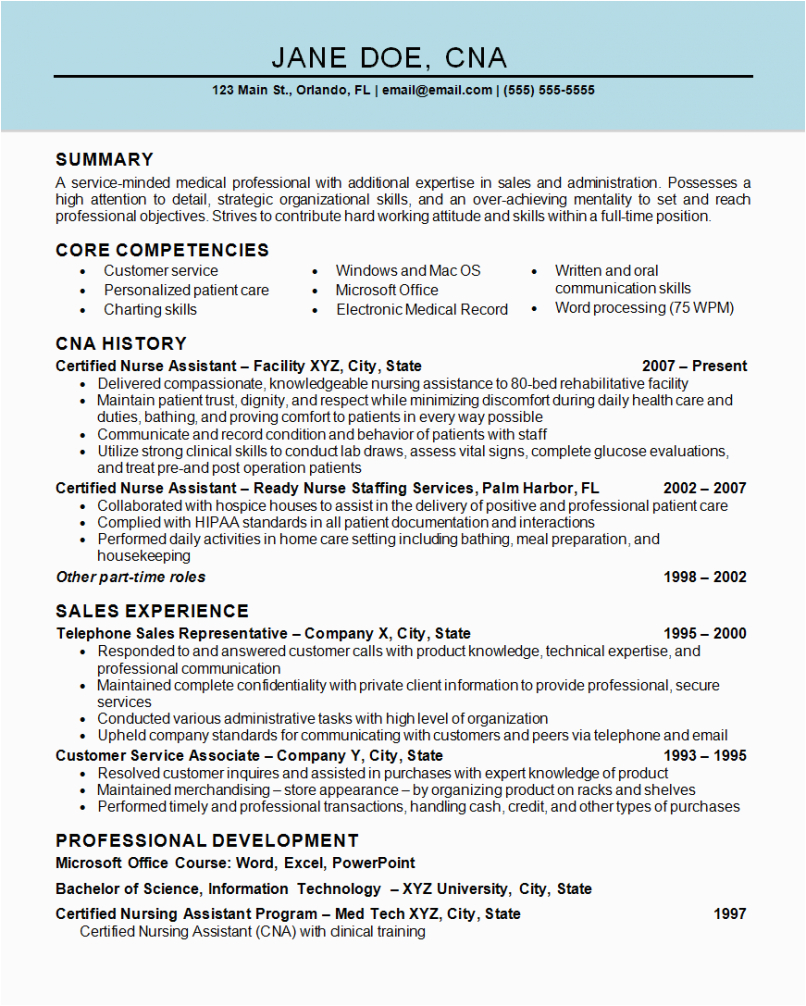 Sample Resume for A Nursing assistant Job Nurse assistant Cna