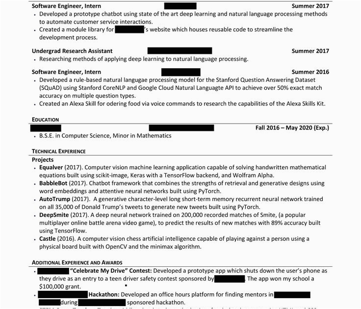 Sample Resume for Computer Science Fresh Graduate Reddit Puter Science Internship Resume No Experience Reddit Resume Samples