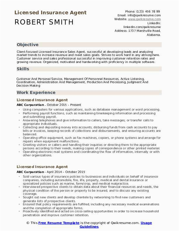 Sample Resume for Entry Level Insurance Agent Insurance Agent Resume Template