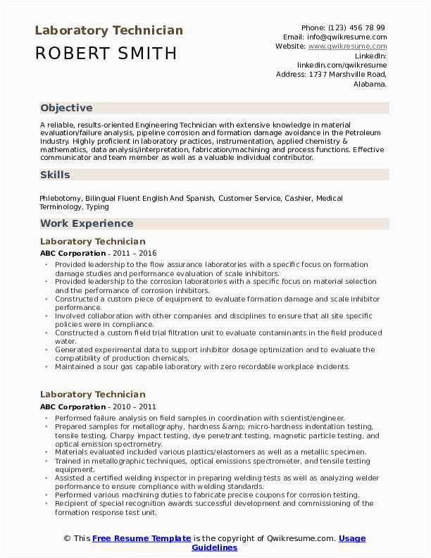 Sample Resume for Entry Level Lab Technician Entry Level Lab Technician Resume Charlesmanzano Blog