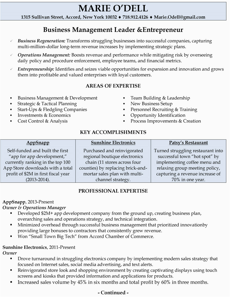 Sample Resume for former Entrepreneurs Business Owners [get 36 ] View Small Business Owner Resume Template