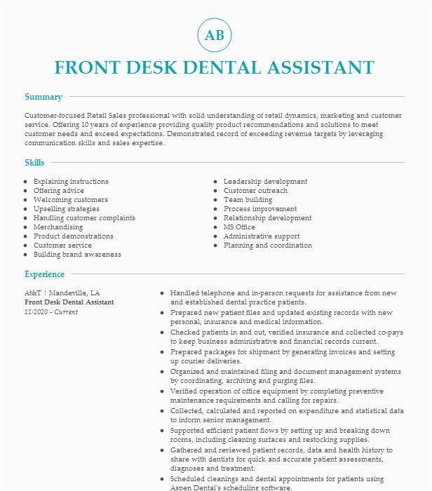 Sample Resume for Front Desk at Dental Office Front Desk Receptionist Dental Fice Resume Example Pany Name
