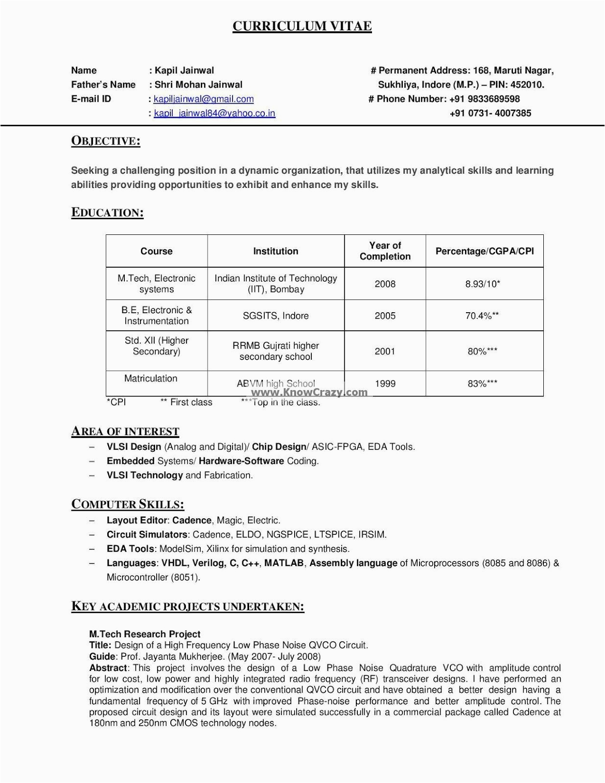 Sample Resume for It Jobs In India Classy Ficial Resume format India 100 [ Good Resume Sample India