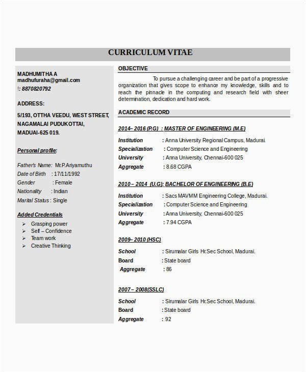 Sample Resume for It Professional Freshers It Fresher Resume 7 Free Word Pdf Documents Download