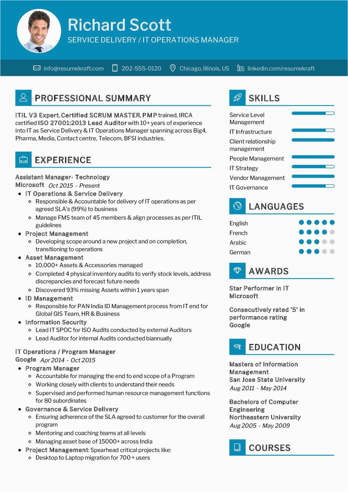 Sample Resume for It Professionals In Usa format It Operations Manager Resume Sample 2022