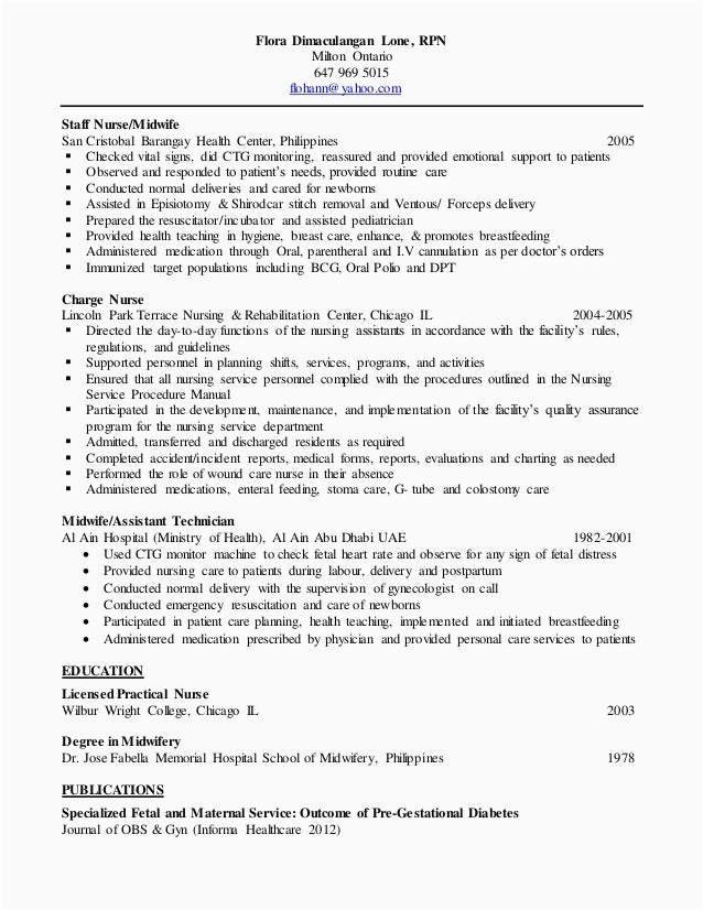 Sample Resume for Midwife In the Philippines Flora Lone Resume