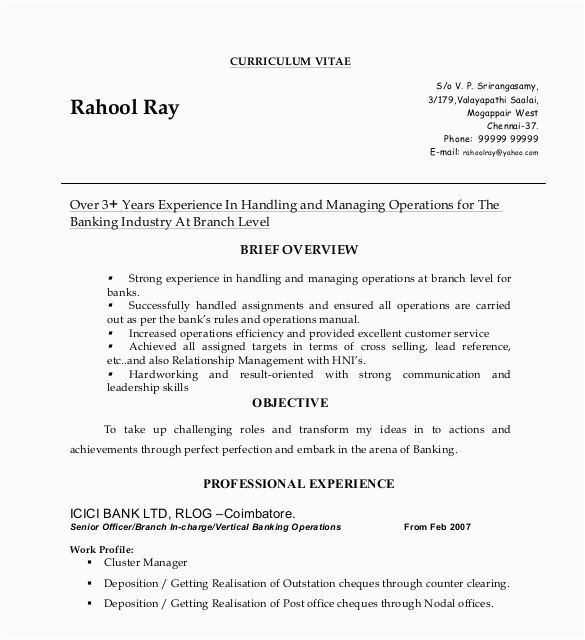 Sample Resume for Operations Manager In Banking Free 9 Sample Operations Manager Resume Templates In Pdf