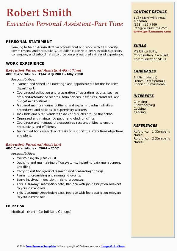 Sample Resume for Personal assistant to Ceo Executive Personal assistant Resume Samples