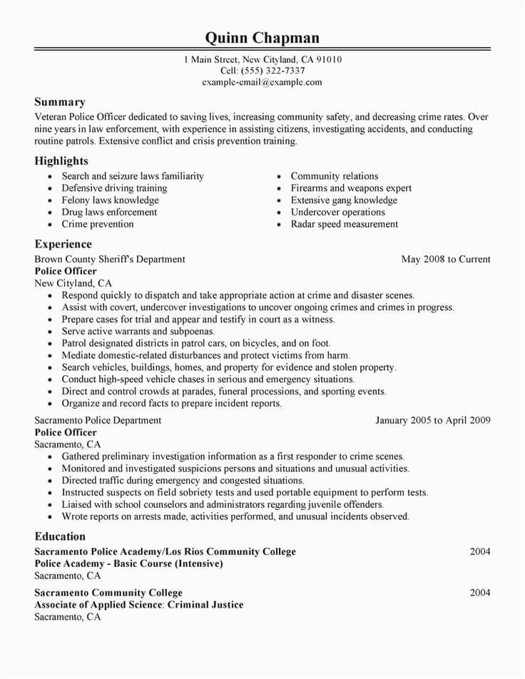 Sample Resume for Police Officer with No Experience Police Ficer Cover Letter No Experience