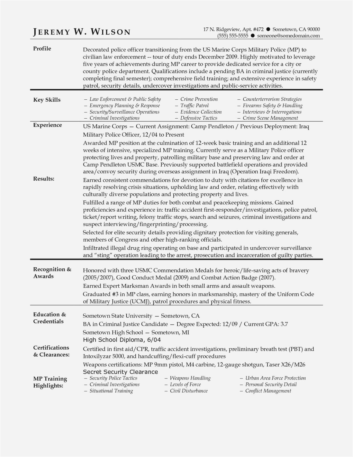 Sample Resume for Police Officer with No Experience Police Ficer Resume Samples No Experience Bank Of Resume