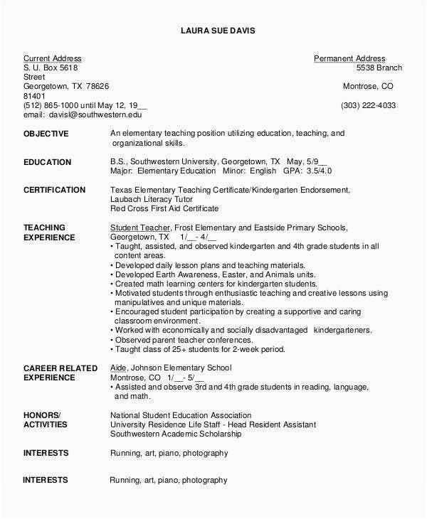 Sample Resume for Preschool Teaching Job 21 Simple Teacher Resume Templates Pdf Doc
