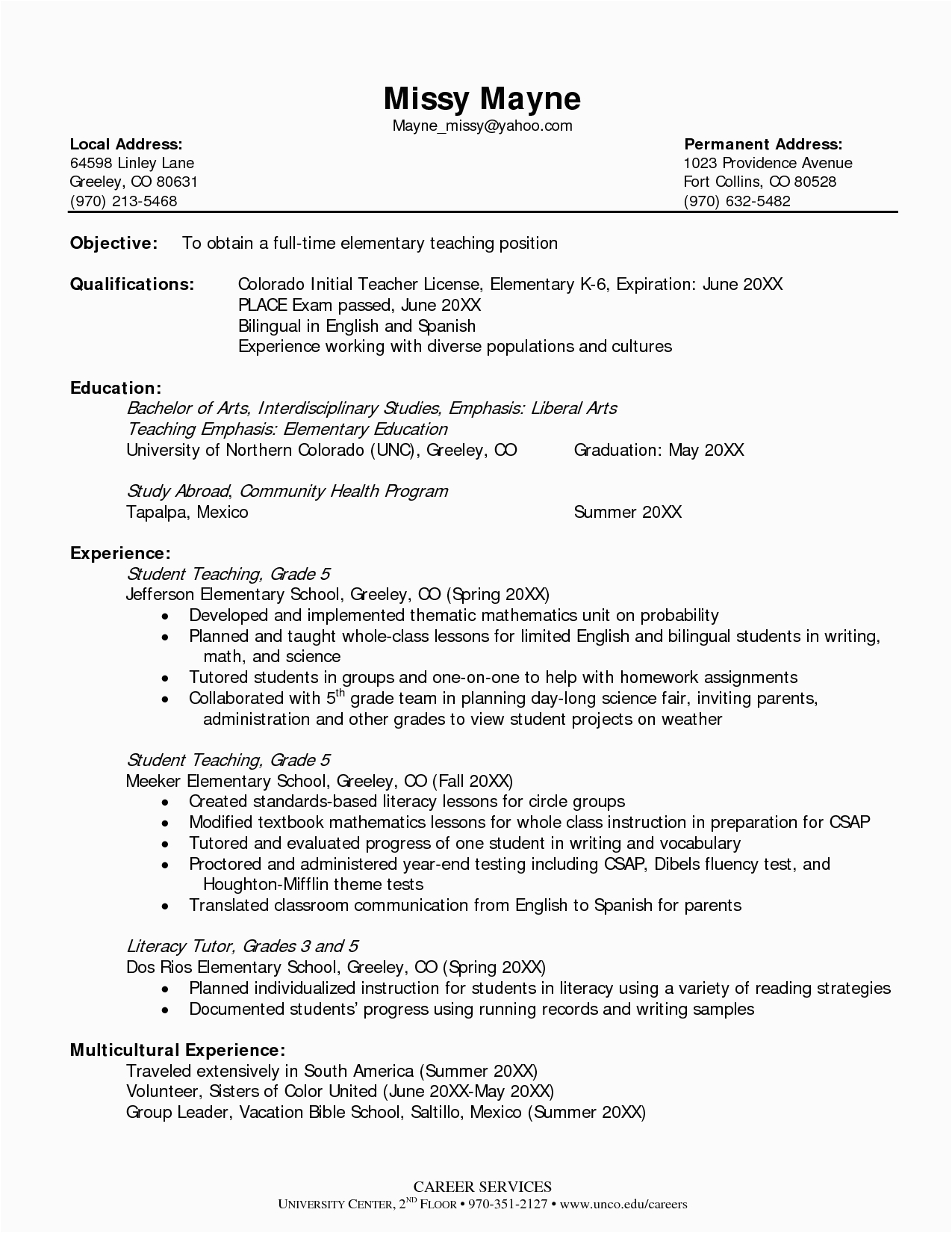Sample Resume Objective for Teaching Position Pin by Teachers Reasumes On Teachers Resumes