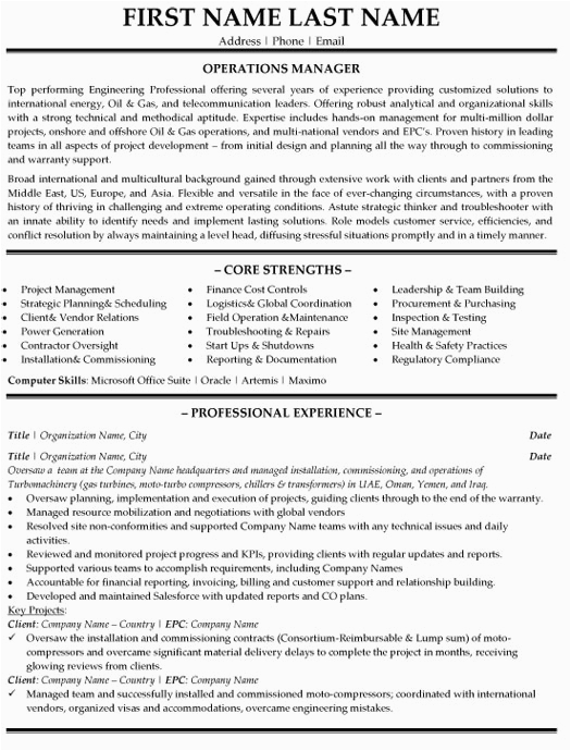 Sample Resume with Achievements Business Operations Operation Manager Resume Sample & Template